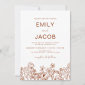 Wildflower Terracotta Botanical Wedding Invitation Kaart (Voorkant)