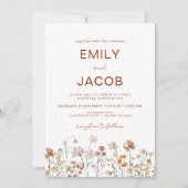 Wildflower Terracotta Botanical Wedding Kaart (Voorkant)