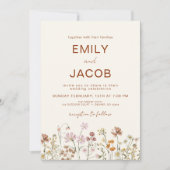 Wildflower Terracotta Botanical Wedding Kaart (Voorkant)