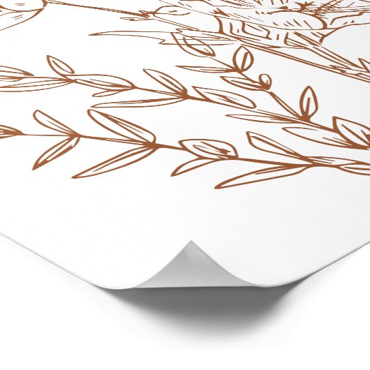 Wildflower Terracotta Bruiloft Schema van Evenemen Poster (Hoek)