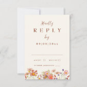 Wildflower Terracotta Fall Wedding Reageer RSVP Kaartje (Voorkant)