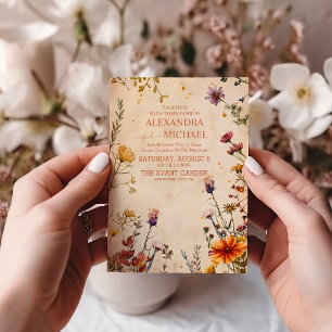 Wildflower Terracotta Floral Waterverf Wedding Kaart