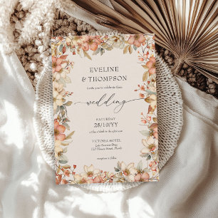 Wildflower Terracotta Floral Waterverf Wedding Kaart