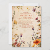 Wildflower Terracotta Floral Waterverf Wedding Kaart (Voorkant)