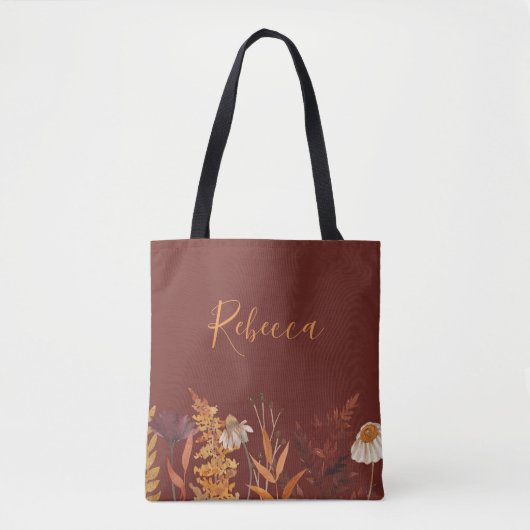 Wildflower Terracotta Herfst bruiloft bruidsmeisje Tote Bag (Voorkant)