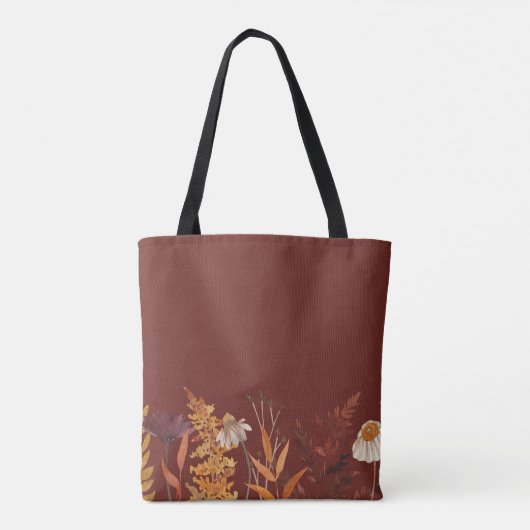Wildflower Terracotta Herfst bruiloft bruidsmeisje Tote Bag (Achterkant)
