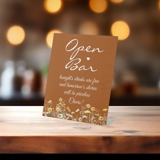 Wildflower Terracotta Signature Script Open Bar Reclamebord Met Voetstuk