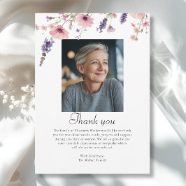 Wildflower THANK YOU Memorial Funeral Photo Card Kaart