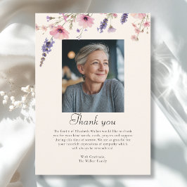 Wildflower THANK YOU Memorial Funeral Photo Card Kaart