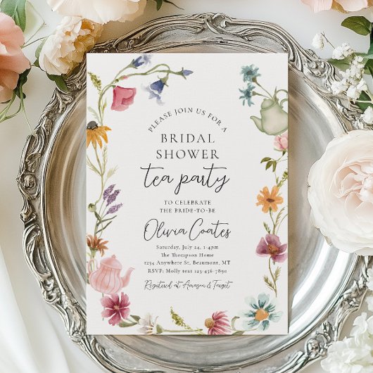 Wildflower thee bruids douche uitnodiging