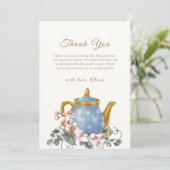  Wildflower Theepot Baby shower Bedankkaart (Staand voorkant)