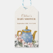  Wildflower Theepot Baby shower Cadeaulabel (Voorkant)
