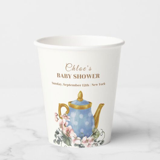  Wildflower Theepot Baby shower Papieren Bekers (Voorkant)