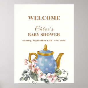 Wildflower Theepot Baby shower Welkom Poster