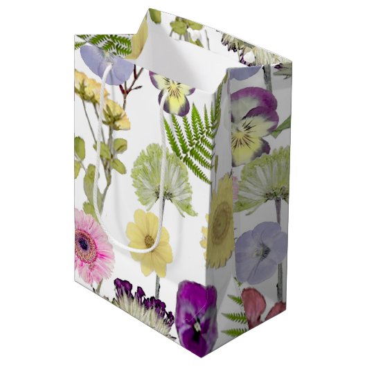 Wildflower thema cadeau tas medium cadeauzakje (Voorkant Gekanteld)