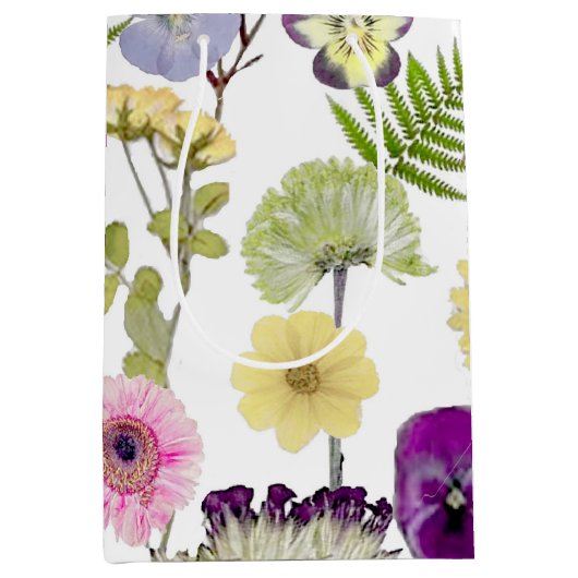 Wildflower thema cadeau tas medium cadeauzakje (Voorkant)