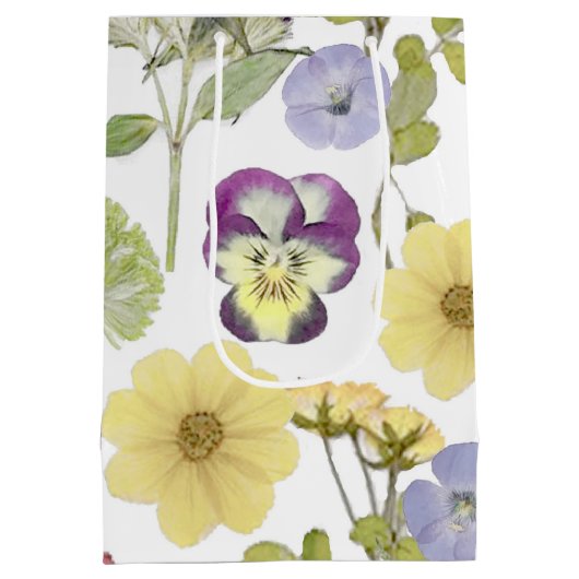 Wildflower thema cadeau tas medium cadeauzakje (Achterkant)
