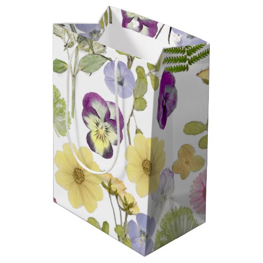Wildflower thema cadeau tas medium cadeauzakje (Achterkant Gekanteld)