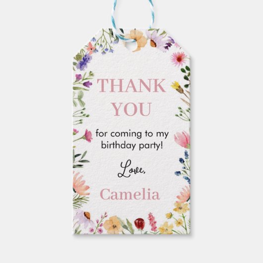 Wildflower thema dank u Label Cadeaulabel (Voorkant)