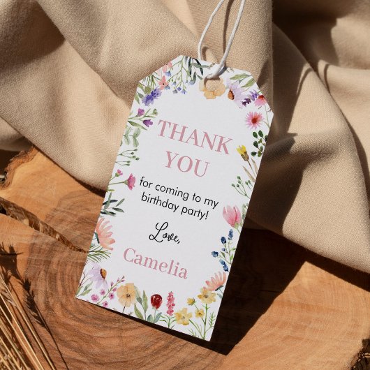 Wildflower thema dank u Label Cadeaulabel
