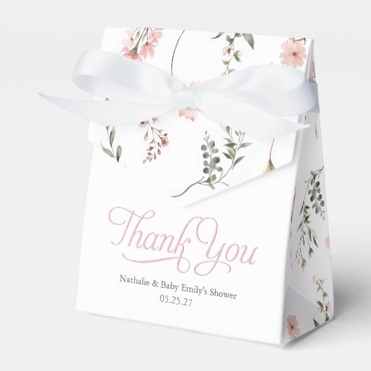 Wildflower thema elegante baby shower gunst bedankdoosjes (Voorkant Zijde)