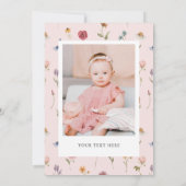 Wildflower Thema Meisje 1e Verjaardagsfoto Kaart (Achterkant)