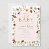 Wildflower Thema Meisje Baby shower Kaart (Voorkant)