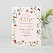 Wildflower Thema Meisje Baby shower Kaart (Staand voorkant)