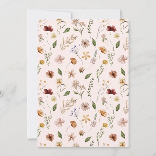 Wildflower Thema Meisje Baby shower Kaart (Achterkant)