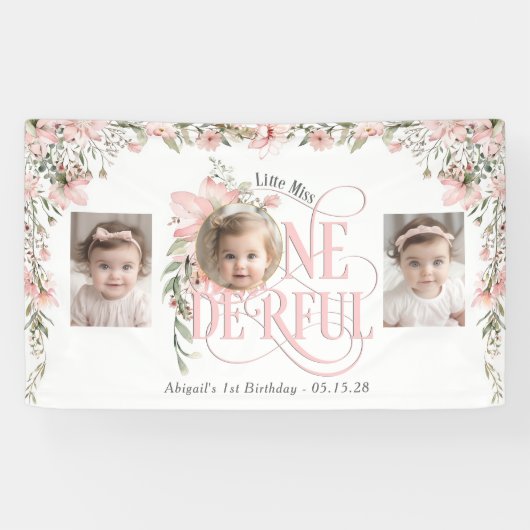 Wildflower thema Miss Onederful foto's achtergrond Spandoek (Horizontaal)