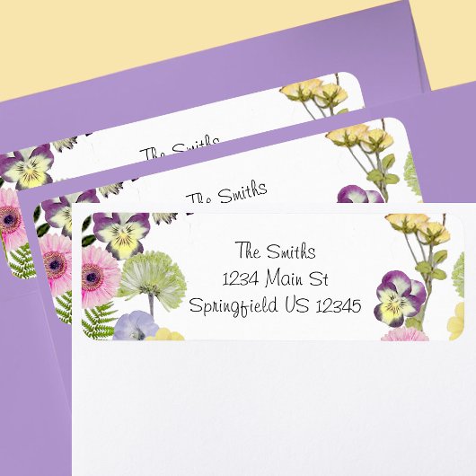 Wildflower thema retour adreslabels etiket