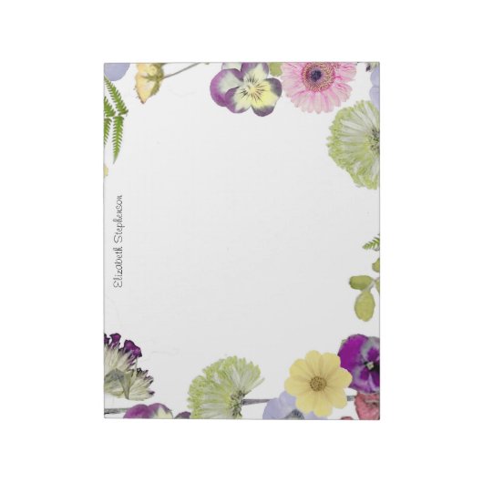 Wildflower Theme Custom Name Notitieblok (Linkerzijde)