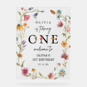 Wildflower Theme Girl 1e verjaardag Welkom Acryl Bord (Voorkant)
