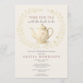 Wildflower Time for Tea QR Code Bridal Shower Kaart (Voorkant)