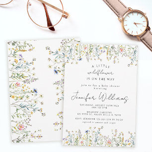 Wildflower Tiny flower meisje baby shower uitnodig Kaart