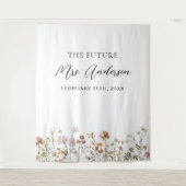 Wildflower Toekomst Mrs Photo Booth Achtergrond Wandkleed (Voorkant)