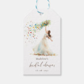 Wildflower Toss Waterverf Bride Cadeaulabel (Voorkant)
