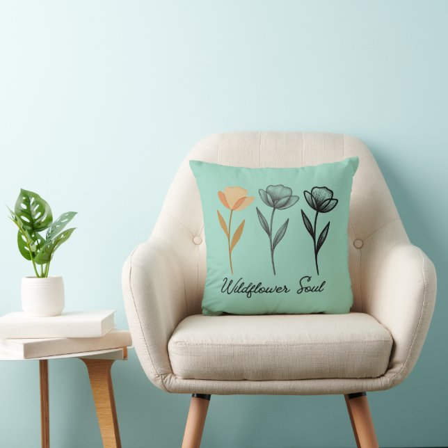 Wildflower trendy Design Kussen (Stoel)