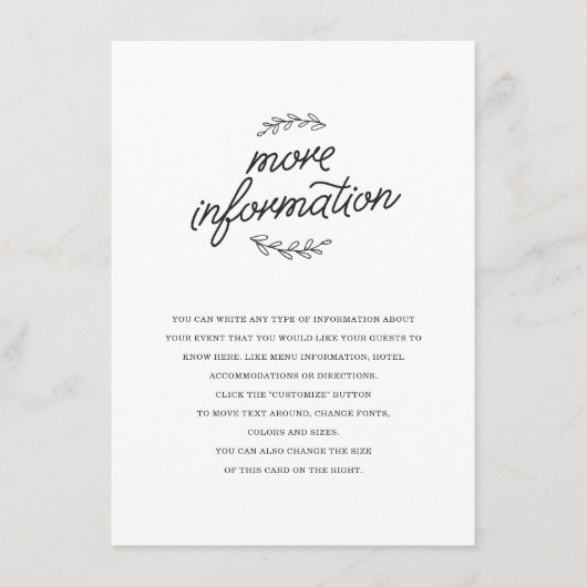 Wildflower Trouwkaart Inlay Informatiekaartje (Voorkant)