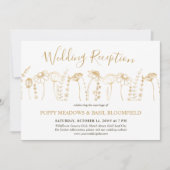 Wildflower Trouwreceptie Gouden Bloemenschets Kaart (Voorkant)