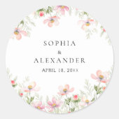 Wildflower trouwstickers ronde sticker (Voorkant)