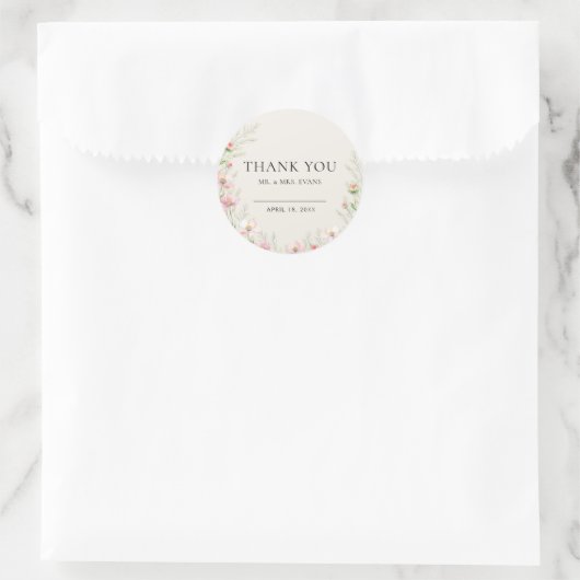 Wildflower trouwstickers ronde sticker (Tas)