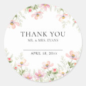 Wildflower trouwstickers ronde sticker (Voorkant)