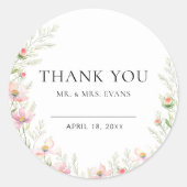 Wildflower trouwstickers ronde sticker (Voorkant)