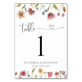 Wildflower Trouwtafel Nummers Kaart (Achterkant)