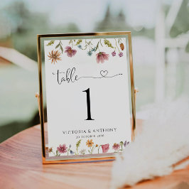 Wildflower Trouwtafel Nummers Kaart