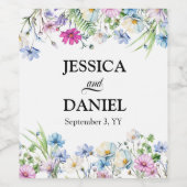 Wildflower Tuin Bloemen Bruiloft Wijn Etiket (Enkel label)