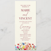 Wildflower Tuin Bloemen Wilde Bloemen Bruiloft Programmakaart (Voorkant)