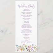 Wildflower Tuin Bloemen Wilde Bloemen Bruiloft Programmakaart (Achterkant)