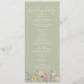 Wildflower Tuin Bloemen Wilde Bloemen Bruiloft Programmakaart (Achterkant)